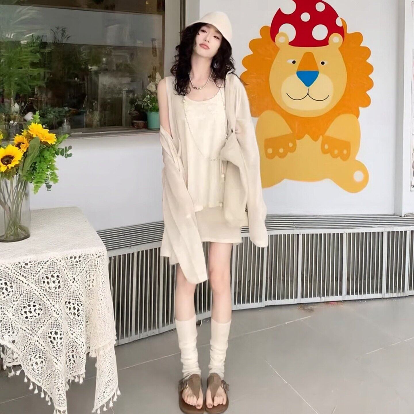 2026新款老钱风开衫吊带套装连衣裙子女春季小个子休闲三件套短裙