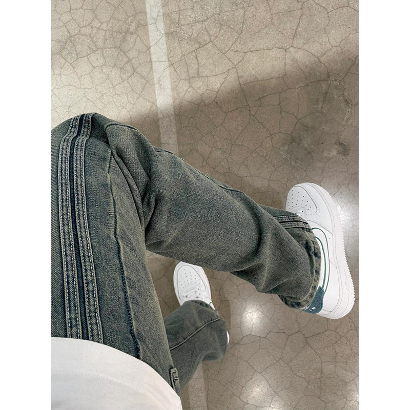 f2ocus条纹拼接牛仔裤