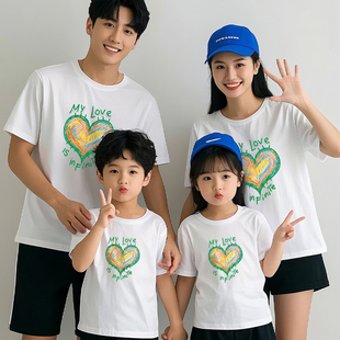 高端不一样的亲子装夏装T恤一家三口四口母子母女家庭装潮流短袖