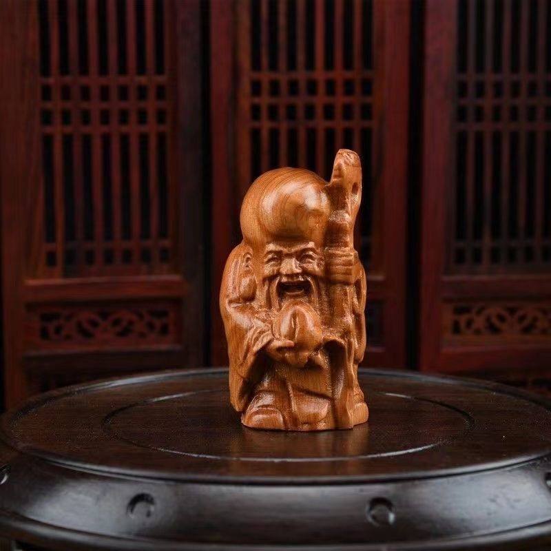 太行崖柏手把件根雕工艺品把玩件弥勒佛寿星公原木雕摆件文玩盘玩