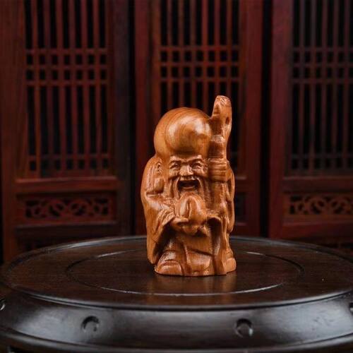 太行崖柏手把件根雕工艺品把玩件弥勒佛寿星公原木雕摆件文玩盘玩
