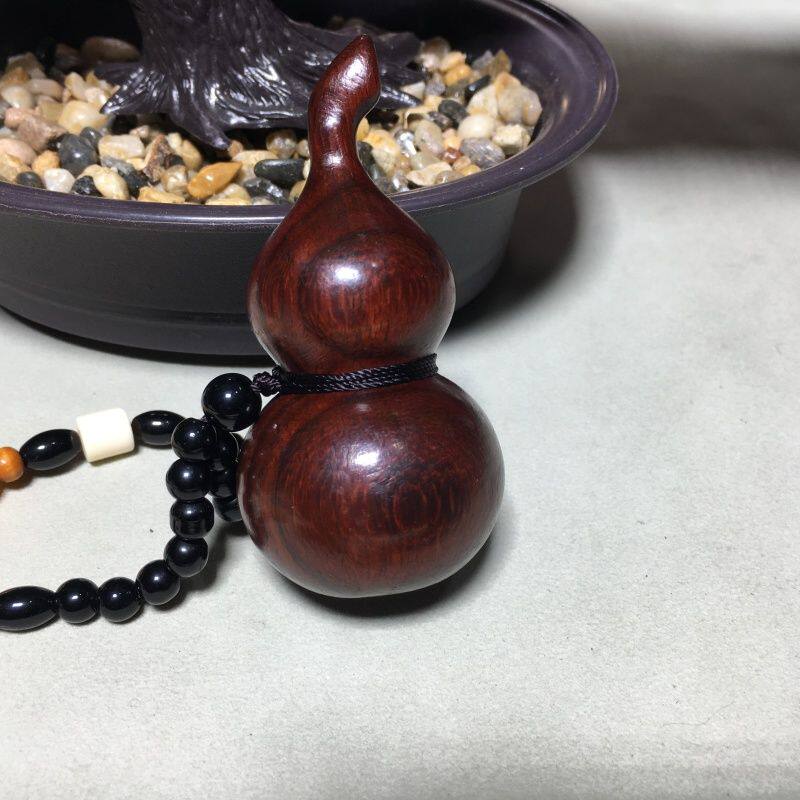 大相文玩 小叶紫檀葫芦手把件 文玩饰品