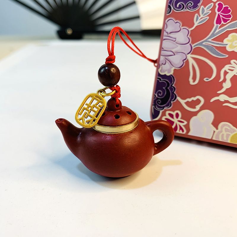 创意朱砂把把壶扩香器手机链文玩饰品小茶壶香囊把玩挂件挂绳礼物