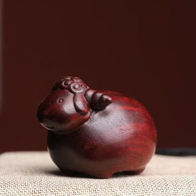 小叶紫檀木雕可爱肥羊随身手把件摆件家居装饰品檀香木男士送礼
