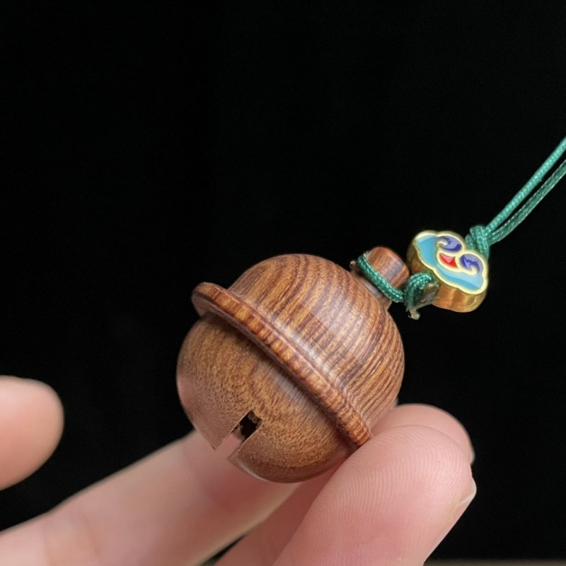 黑花梨木铃铛香囊祥云创意钥匙扣