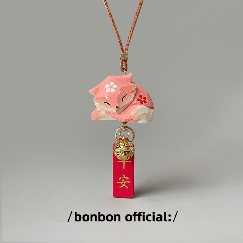 狐狸木雕车挂汽车后视镜装饰手工雕刻创意礼物潮