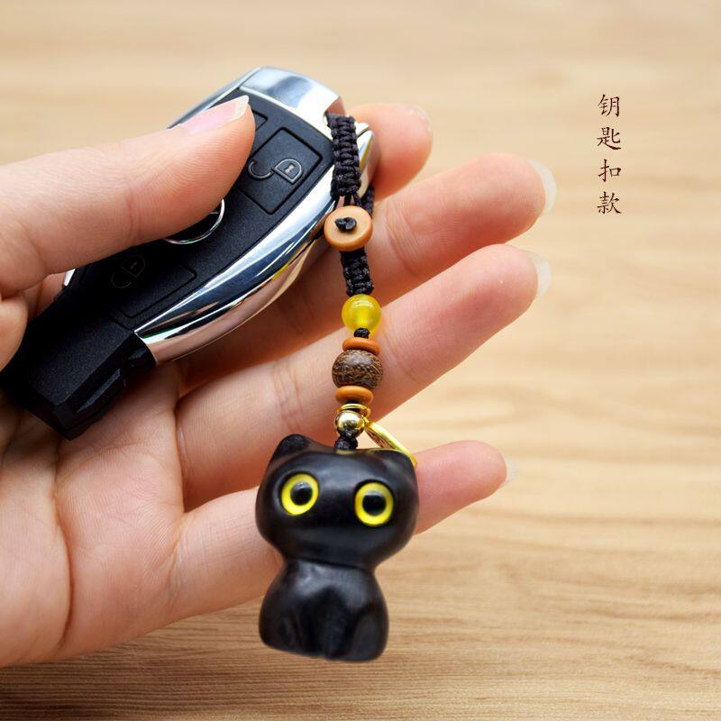 小猫咪手机链紫檀黑檀木男女书包