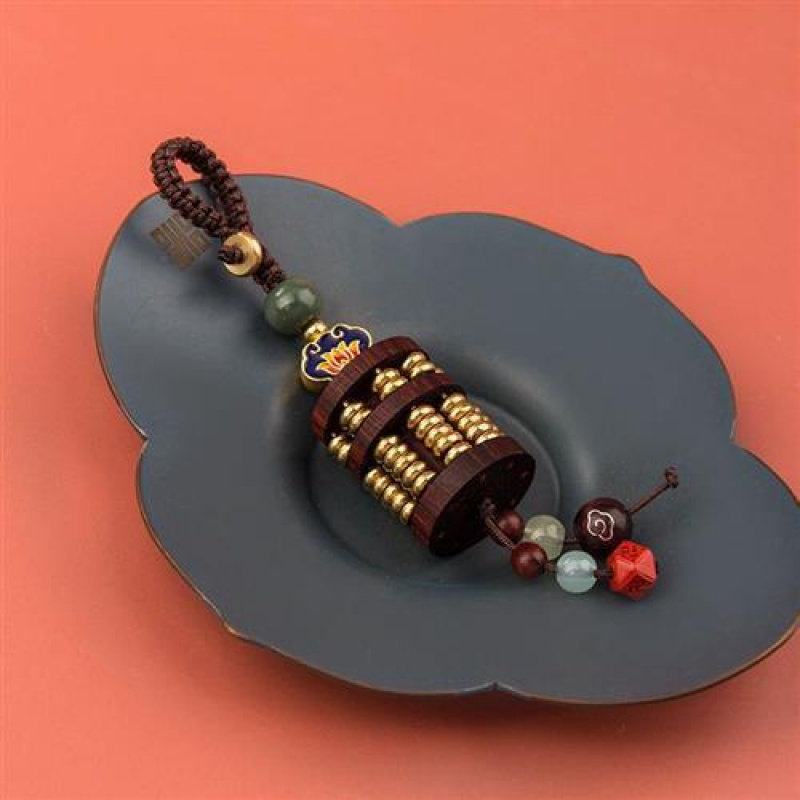 创意吊珠算盘钥匙扣简约檀木汽车链挂件个性情侣手工编织绳锁匙圈,特色手工艺,其他特色工艺品,淘宝优惠券,粉丝福利购,淘宝优惠卷