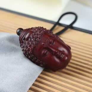 小叶紫檀手工雕刻佛魔一念之间手把件佛头吊坠手玩把件红木工艺品