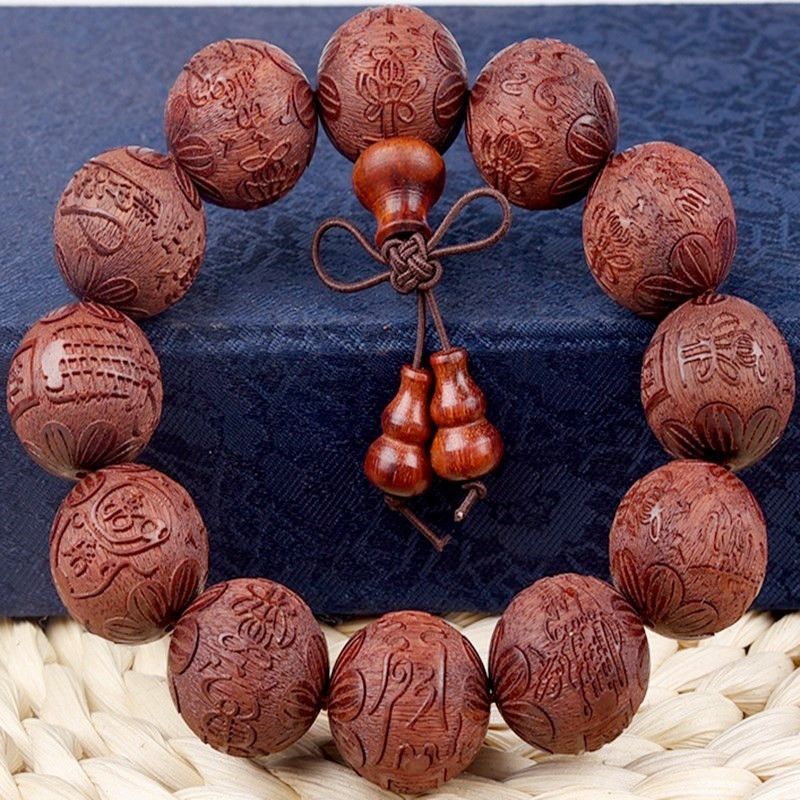 小叶紫檀满金星佛珠手串男紫檀木