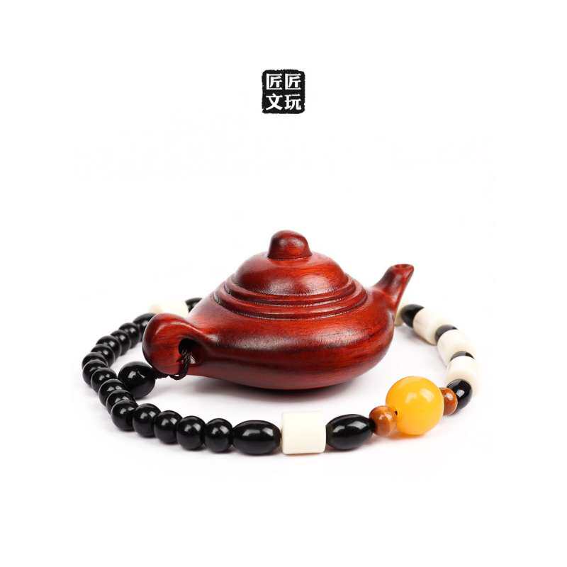 紫檀木把把壶手把件木雕文玩小茶壶摆件打麻将神器男女士吊坠手链