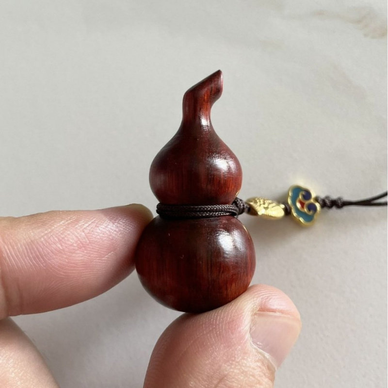 紫檀木钥匙扣小葫芦手把件钥匙扣文玩木雕男女士手把件挂件