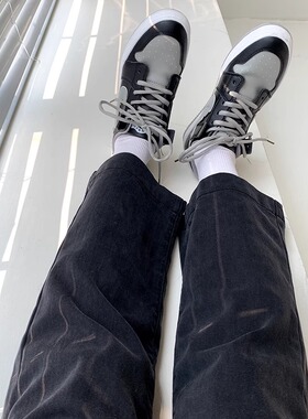 LA-7831-039梨形身材牛仔裤女秋季大码直筒胖mm高腰显瘦弹力裤子