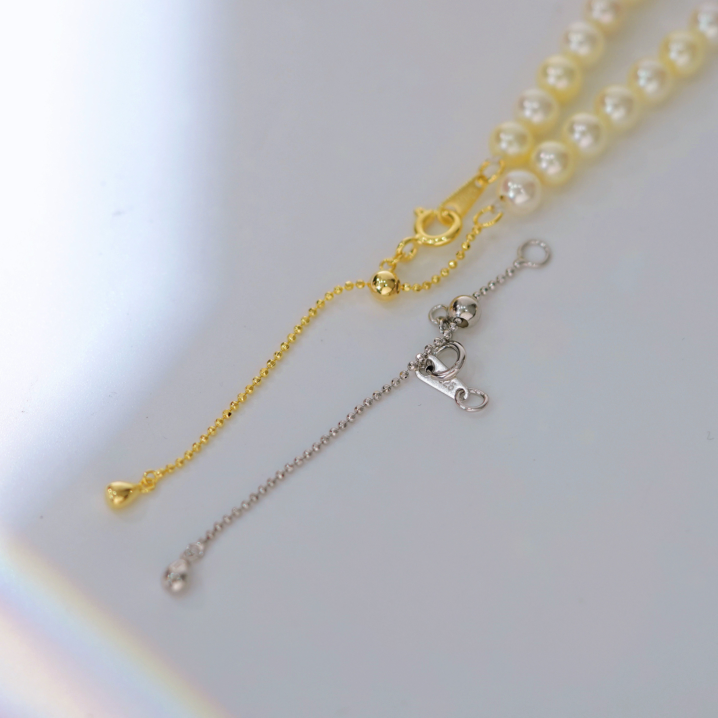 diy珍珠配件 s925纯银项链手链扣子抽拉调节延长尾链扣豆豆链银扣