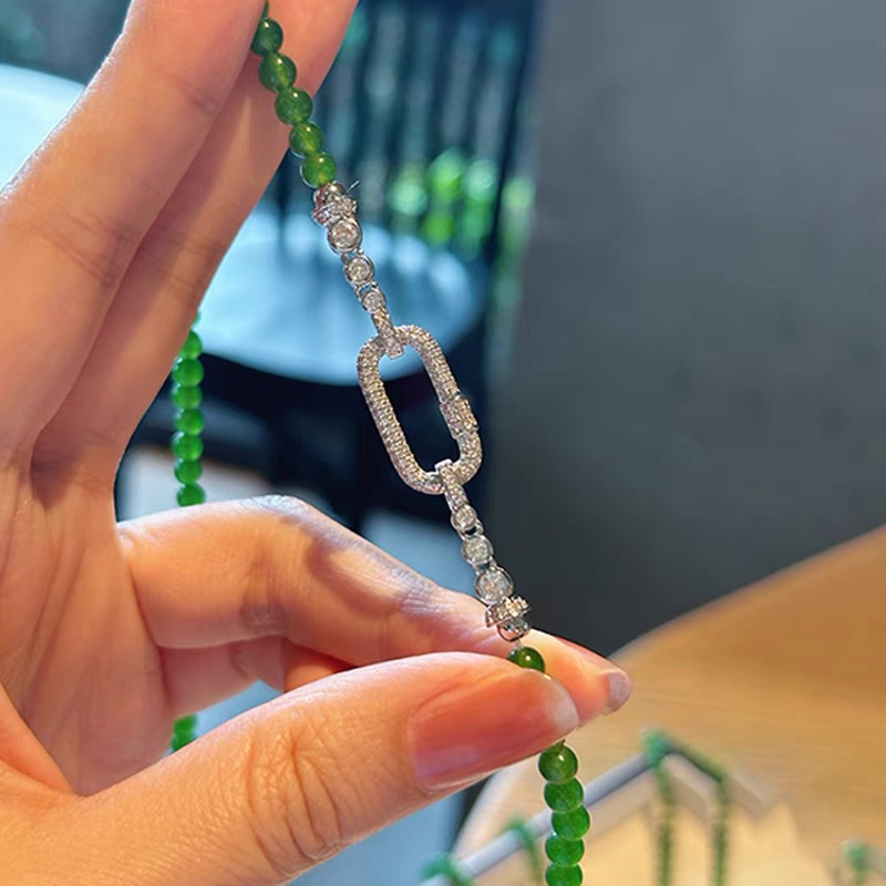 S925纯银翡翠项链延长扣头