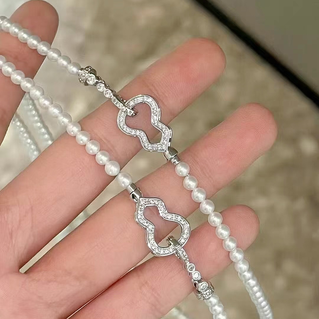DIY配件S925纯银葫芦项链手链扣子 珍珠串珠连接搭扣连接扣3-5mm
