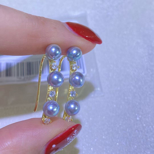 DIY耳饰配件 珍珠耳环半成品银托女 S925纯银时尚 百搭耳钩空托韩版