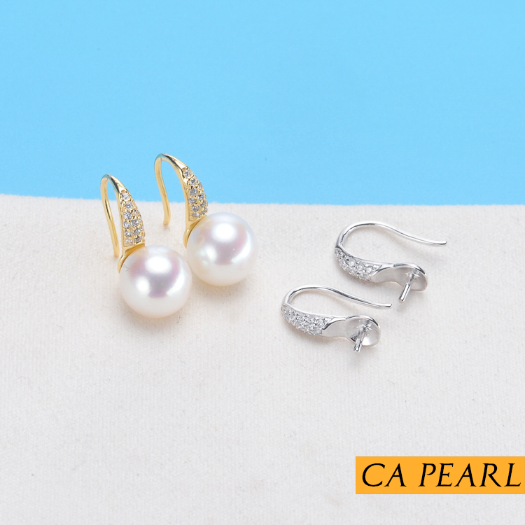 diy纯银高跟鞋耳钉半成品珍珠