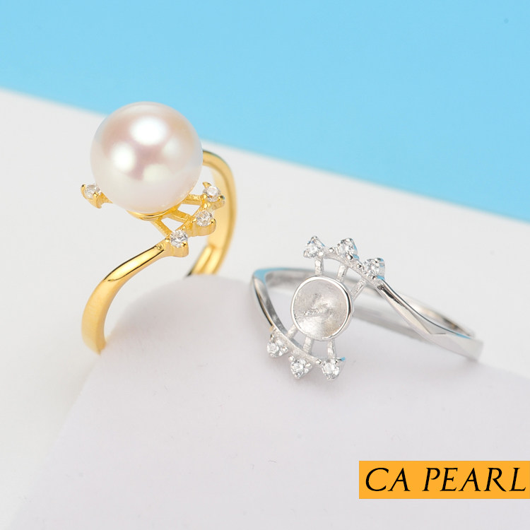 diy纯银珍珠戒托金同款