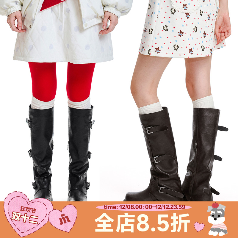 玛速主义2025年冬季新款厚底粗跟骑士靴显瘦百搭长筒靴不过膝女靴