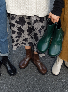 玛速主义2025新款平底马丁瘦瘦靴女冬百搭单靴英伦风短靴加绒靴子