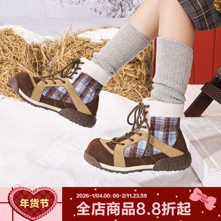 玛速主义2025年冬季新款平底百搭时装靴保暖加绒棉靴时尚休闲短靴