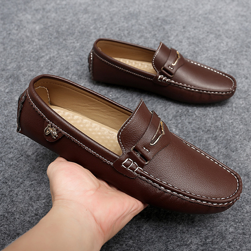 豆豆鞋男款特大码45软底46一脚蹬懒人驾车鞋4748黑色平底休闲皮鞋,流行男鞋,乐福鞋（豆豆鞋）,淘宝优惠券,粉丝福利购,淘宝优惠卷