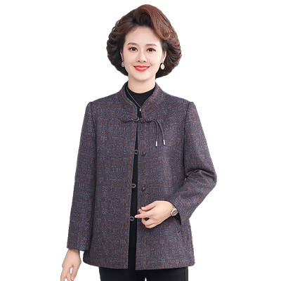 中老年人女秋装毛呢外套