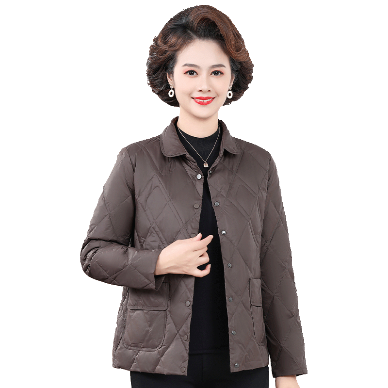 妈妈秋冬轻薄羽绒服洋气短款外套