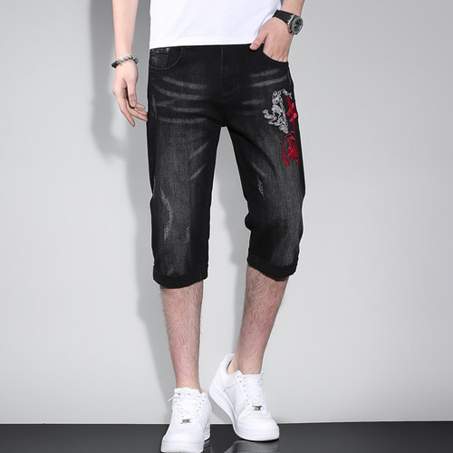 夏季薄款牛仔短裤男七分裤中裤