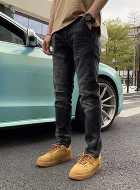 DAL黑色直筒阔腿牛仔裤男新款宽松美式潮牌复古水洗做旧休闲长裤