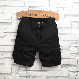 黑色工装短裤男潮牌夏季纯棉美式松紧腰宽松五分裤子男休闲中裤