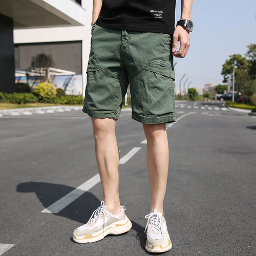 夏季薄款休闲裤男直筒工装短裤子