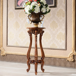 欧式花架美式花几桌子实木雕花高脚花台落地置物架电话几别墅家具
