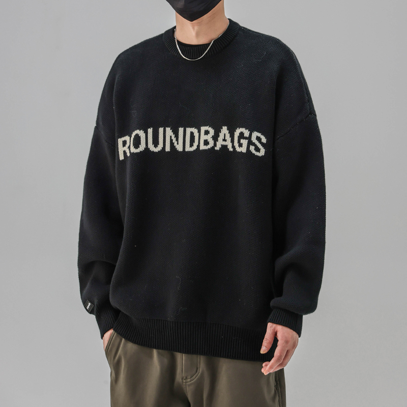 套头纯棉圆领重磅毛衣男