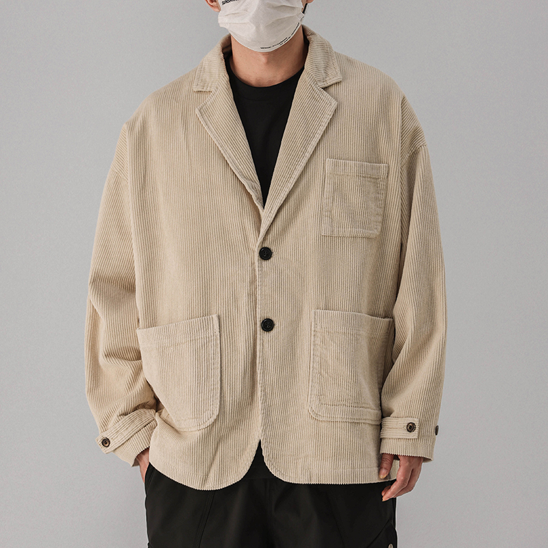 两粒扣灯芯绒夹克西服外套男纯棉