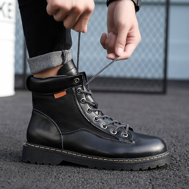 马丁靴男秋季透气加厚男鞋英伦中帮男靴工装靴子雪地潮鞋高帮军靴在类目 流行男鞋, 靴子中 - 来自Buy2taobao.com提供专业的淘宝代购服务