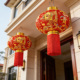 新年大红灯笼挂饰2026新款 高档农村自建房别墅大门口一对春节装 饰