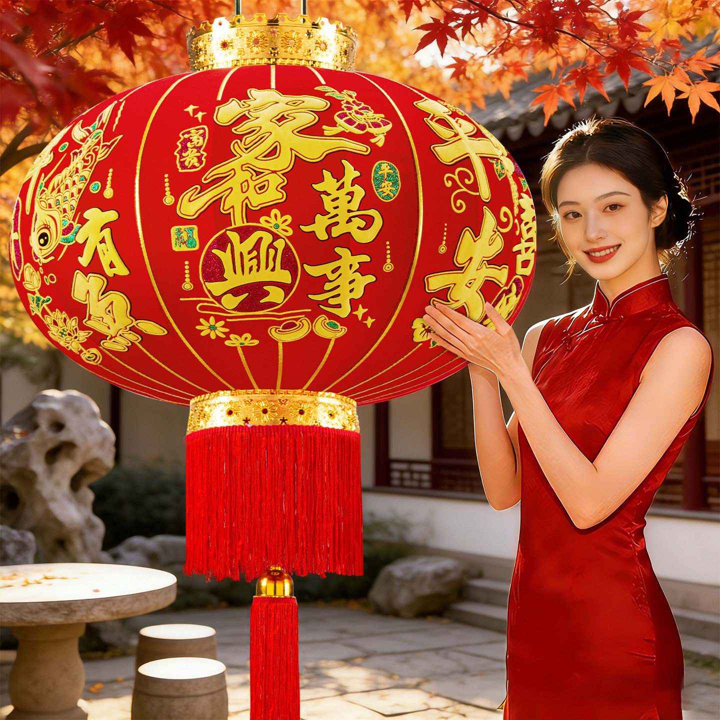 大红灯笼新款2026年过新年春节挂饰户外阳台别墅大门口一对装饰品