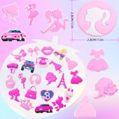 花DIY软胶Crocs洞洞鞋 新款 鞋 卡通智必星洞洞鞋 配件 粉芭比30颗套装