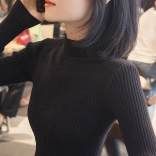 洋气针织衫 半高领毛衣打底衫 上衣百搭修身 2021年新款 女内搭秋冬装