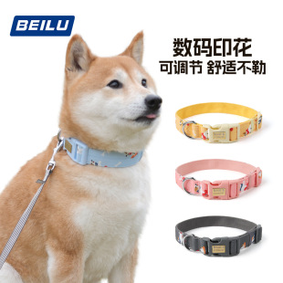跨境狗狗项圈宠物脖圈尼龙中小型犬可刻字调节反光防走丢狗项圈