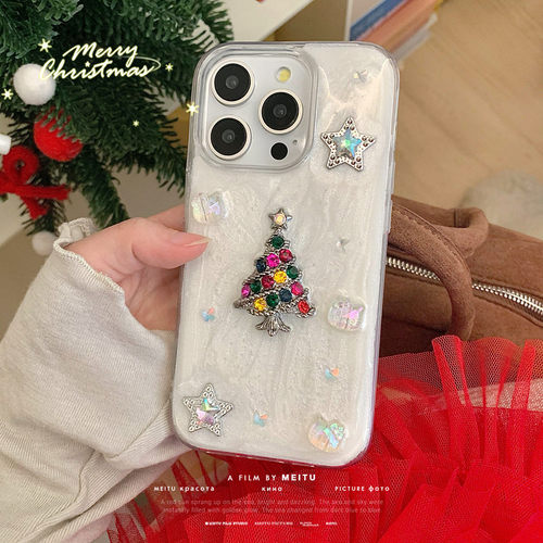 立体珠光彩钻圣诞树oppo滴胶壳女