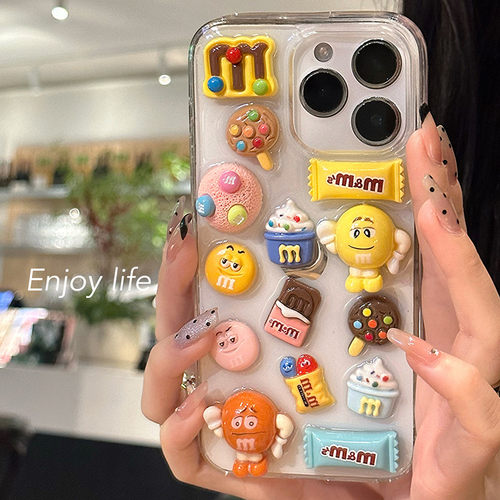 可爱日韩创意滴胶M豆苹果滴胶壳