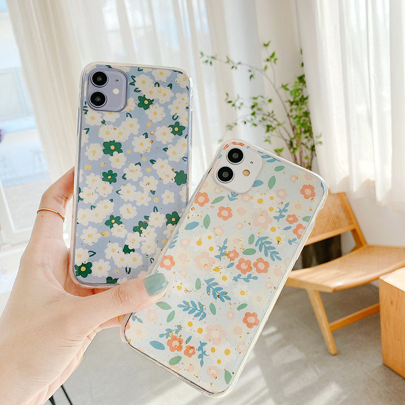 碎花适用苹果11 12pro滴胶壳xsmax xr 6s手机壳iPhone7 8plus软壳