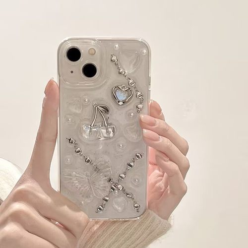 y2k甜酷链条立体樱桃滴胶华为女