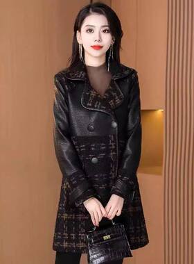 双面穿海宁皮衣女外套中长款2024