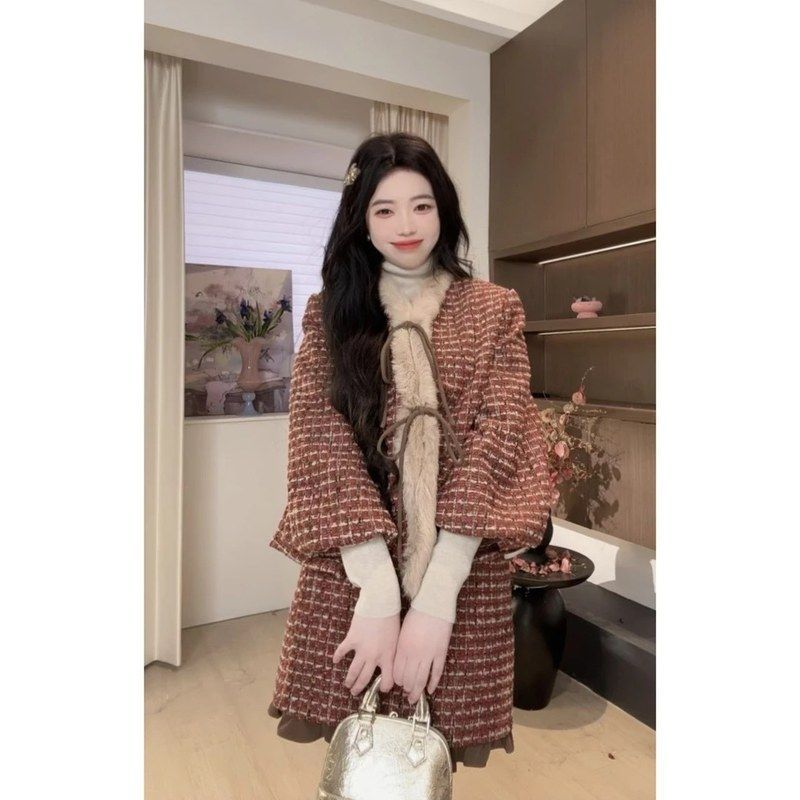 DD【温柔低语】羽绒套装羊毛呢