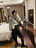 CHAO帅气百搭针织拉链弹力针织长裤