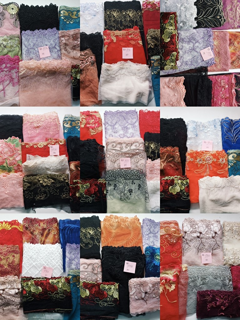 6柜彩色精美网纱刺绣短款花边手工DIY拼布服装娃娃古风装唐装辅料